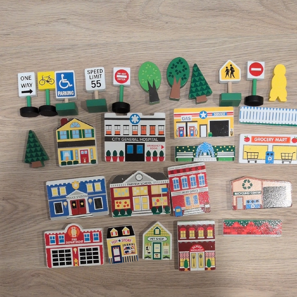 Melissa And Doug Wooden Town Blocks